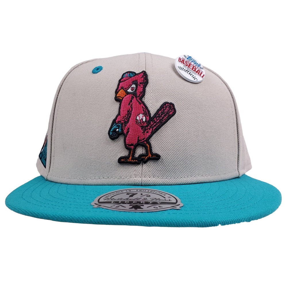 Topps St. Louis Cardinals Mitchell & Ness MLB Fitted 7 1/2 Flatbill Hat Cap NWT‎